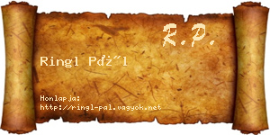 Ringl Pál névjegykártya